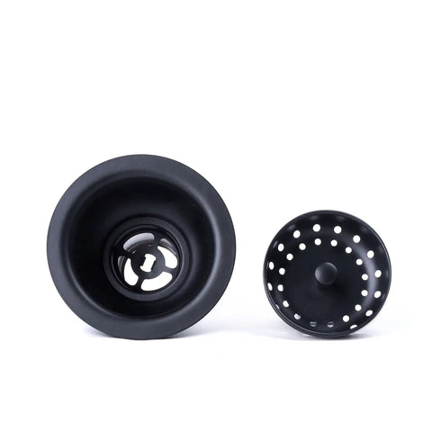 Three And A Half Inch Deep Cup Kitchen Sink Drain Assembly In Matte Black Finish, 304 Stainless Steel Build With Fixed Post Basket