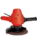 Heavy Hitter Pneumatic Angle Grinder With Raw Compressed Air Power for rust and mill scale removal, compact design with handle.