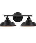 Farmhouse Bathroom Vanity Light 20 Inch Black 2 Light Over Mirror Fixture With Rustic Metal Shades E26 Base Moisture Resistant