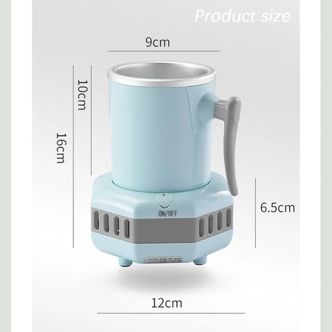 Fast Electric Drink Cooler Cup With Dual Chill Modes And Hassle Free One Touch Control For Straight Up Frosty Brews Juices Or Milk In 420 Ml Aluminum Mug Perfect For Weekend Tailgates And Summer Stashes, showing size details.