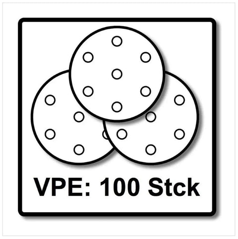Granat P150 Grit 5 Inch Sanding Discs 100 Pack For 5 Inch Sanders 125mm Diameter Aluminum Oxide Abrasive Discs For Fine Finishes Heavy Duty Build Pro Grade Compatible With ES 125 And ETS 125 graphic showing 100 pack label