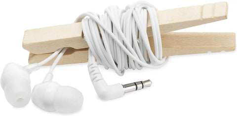 Natural Wood Clothespins 50 Pack Built Different Heavy Duty Wooden Clips With Rust Resistant Springs For Laundry Lines Photo Hanging Crafts And Diy Projects Yard Work Genuine American Grade Durability with white earphones.