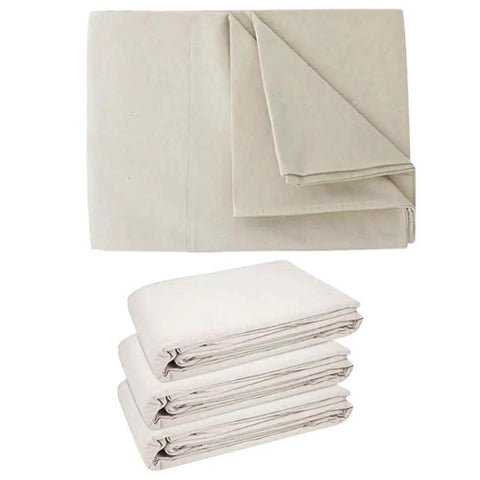 Heavy Duty Cotton Canvas Drop Cloth 8 Oz 6x9 Ft Painter's Shield folded showing beige color and layers for painting and floor protection