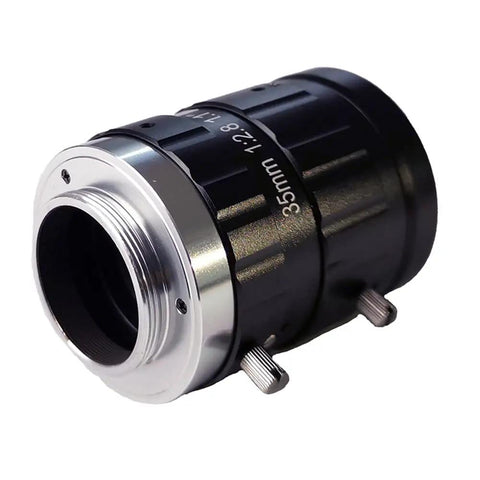Pro Grade C Mount Machine Vision Lens 12mm F2.8, 1 Inch Sensor, Manual Iris and Focus, Low Distortion, Locking Screws, Compact Industrial Lens