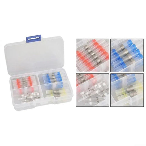 Hot Off The Press 50 Pack Solder Seal Wire Connectors Heat Shrink Tubing With Built In Solder Ring For Fast Wiring Jobs, Waterproof Sealing And Quick Install Without Crimp Tools Or Torches, assorted sizes in storage case