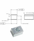 Technical drawing and image of Kurt Style Vise Step Keys Crafted From 4140 Steel For Tables With An Eleven Sixteenths Inch Slot Width