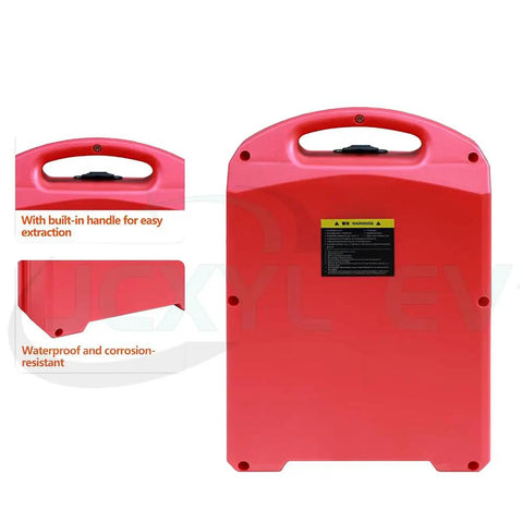 Top Shelf LifePO4 Lithium Battery For Electric Pallet Jack And Warehouse Forklift Trucks 24V 48V with easy extraction handle.