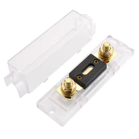 Premium Heavy Duty 500A ANL Fuse Holder Kit Featuring Tough As Nails Gold Plated Terminals For Beast Mode Car Audio Systems.