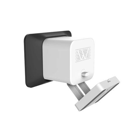 Side view of a window mount for Cam V3, showing its compact design for glare-free glass surveillance with color night vision and wire-free setup.