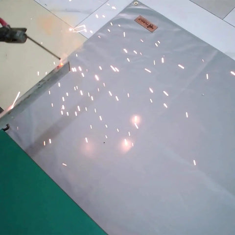 Heavy Duty Welding Blanket 6x8 Ft Silicone Coated Fireproof Shield For Sparks And Flame Retardant Protection Up To 1800 Fahrenheit in use