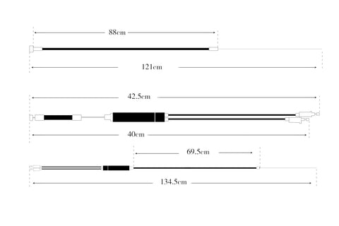Gyro Brake Cable Kit For Bikes Full Front And Rear Cable Set With Upper And Lower Cables Spinner Rotors Complete Black Replacement Part Includes All Mounting Hardware For Easy Setup measurements diagram