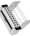 Solid Portable Desktop Tool Organizer Rack For Holding Screwdrivers And Tweezers Along With Silver Pvc Pe Build, top view with holes for tools.