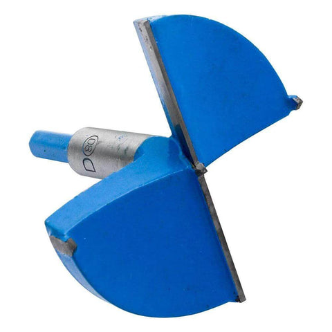 Forstner drill bit, 50mm diameter, blue-painted steel, side view