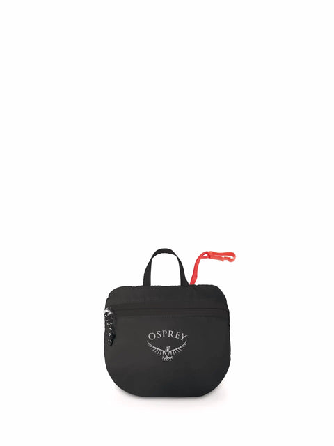 Ultralight 20L Dry Stuff Pack for Travel and Quick Day Trips, folded view, black with logo, roll-top waterproof closure