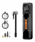 Cordless Portable Tire Inflator With 6000Mah Battery Dual Digital Gauge Quick Fill Air Compressor For Car Bike Ev Tires, includes charging cable and attachments.