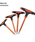 UrbanHui Orange T-Handle Hex Key Wrench Set Features 11 Precision Sizes Made From Durable Chromium Vanadium Steel For Tough Jobs And Pro Grade Torque Delivery Every Time You Fix Stuff Around The House. 4pcs set H4/H5/H6/H8 orange T-handle hex keys