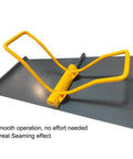 Pro Grade Standing Seam Roofing Tool Hand Seamer For 90 Degree Seam Locking on metal sheet with yellow handles for easy seaming