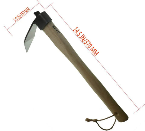 Carbon Steel Hand Mattock Pick For Gardening And Farming, Heavy Duty Forged Blade With Angled Edge, wooden handle
