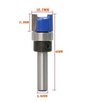 Premium One Piece Flush Trim Router Bit With 1/4 Inch Shank Bearing, 12.7mm cutter, ideal for precise woodworking cuts.