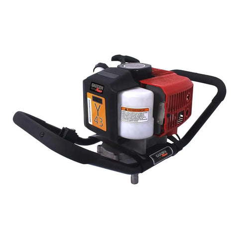 Y43 Earth Auger Power Head Workhorse with lightweight yet heavy duty build and ergonomic anti vibration handles, red finish