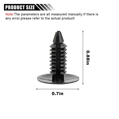 200Pcs Car Plastic Trim Rivets Push Clip Fasteners Kit For Fenders And Bumpers Universal 7 Mm Hole large head clip