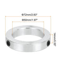 2 Inch Bore Shaft Collar Set Screw Style Clamp Collars Zinc Plated Carbon Steel Silver with dimensions shown