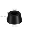 Durable PVC Furniture Feet Pads With Adhesive Backing 120 Sets Rubber Leg Bumpers shown in black with measurements
