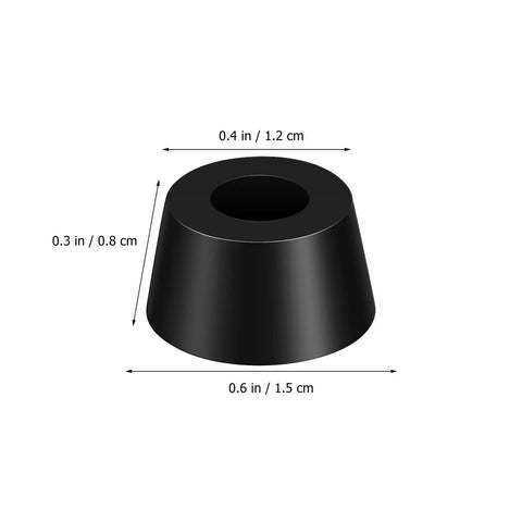 Durable PVC Furniture Feet Pads With Adhesive Backing 120 Sets Rubber Leg Bumpers shown in black with measurements