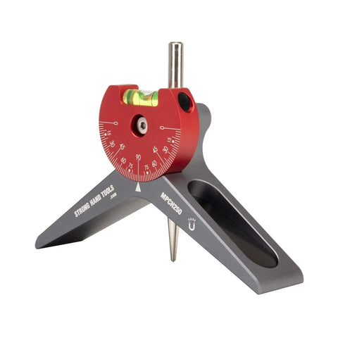 Strong Hand Tools MPCH250 magnetic pipe centering head with red anodized dial and gray base