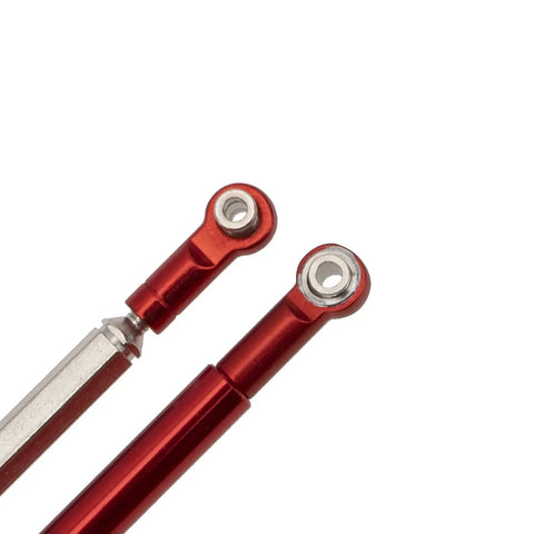 Beefy Aluminum Steering Linkage Kit With CNC Machined Servo Arm Horn For 1 To 12 MN Series RC Cars, red metal links