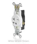 White version shown of Weather Resistant Receptacle Outlet For Outdoor Use 20 Amp 250 Volt Heavy Duty Industrial Specification Grade