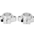 Pair Of SHF40 Aluminum Shaft Support Brackets For 40mm Linear Rails Plug And Play Design Built Tough For 3D Printers And Robots, two silver brackets.