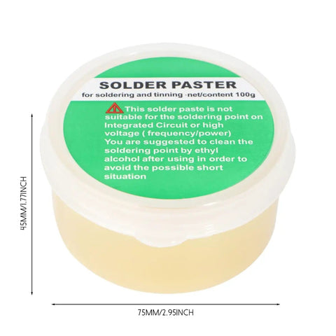 Lead Free No Clean Rosin Flux Paste For PCB Electronics And Mobile Phone Soldering, 100g container, labeled with usage info