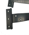 Close-up of Six Pack Galvanized T Hinges Slotted Triangular Door Hinges 7.9 Inch Heavy Duty Rustproof Iron Construction Replacement Cabinet Hardware