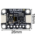 Time Of Flight Distance Sensor Module With I2C Interface 0 To 1300 mm Range Breakout For Robotics Drones And Smart Devices Highly Accurate Short Range To Moderate Range Measurement shown with dimensions 26x18mm.