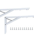 Foldable Metal Wall Shelf Bracket Set 2 Pack With Screws 24Cm By 13Cm Right Angle Triangular Support Space Saver Wall Mount Shelf Brackets