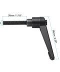 Adjustable Clamping Lever Set M6 Thread Push Button Ratchet Handle With Locked Rotating Screw Knobs, Carbon Steel Black Finish