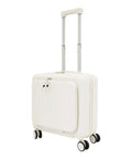 18 Inch Underseat Carry On Luggage With USB Port And Password Lock Hard Shell Rolling Suitcase Featuring 180 Degree Front Opening Compartment