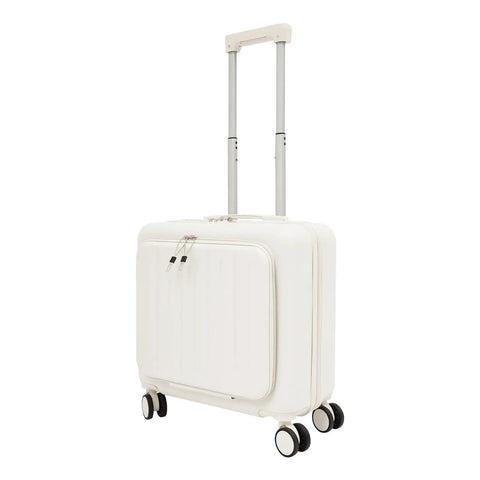 18 Inch Underseat Carry On Luggage With USB Port And Password Lock Hard Shell Rolling Suitcase Featuring 180 Degree Front Opening Compartment
