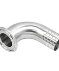 Stainless steel 304 sanitary hose elbow, 90-degree, 3/4-inch barb with 1.5-inch tri-clamp ferrule
