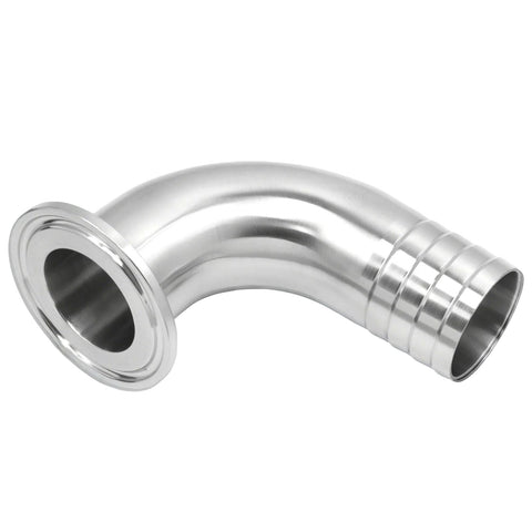 Stainless steel 304 sanitary hose elbow, 90-degree, 3/4-inch barb with 1.5-inch tri-clamp ferrule