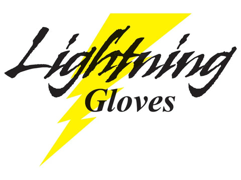 Logo displaying the words 'Lightning Gloves' with a yellow lightning bolt design.