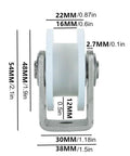 Front view of Heavy Duty Nylon Sliding Track Wheel Roller With 304 Stainless Steel Bearing showing dimensions and components.