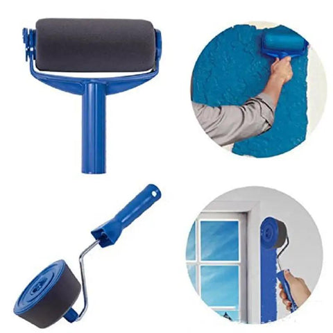 Go Hard DIY Paint Roller Brush Tools Set With Flocked Edger Handle And Leak Free Seamless Wall Decorating Kit for interior painting.