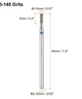 120-140 Grits Diamond Grinding Bit With 1.8mm Cylindrical Ball Head and 2.35mm Shank, 5mm Head, 45mm Total Length