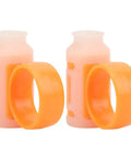 Pro Drumstick Holder Grip Clamp Anti-Slip Rotating Aid For Musicians To Stop Blisters Calluses And Cramps During Jam Sessions with orange silicone grips.
