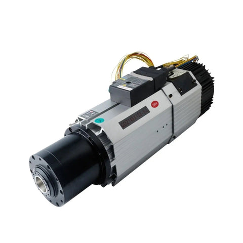 Badass 9Kw Iso30 Atc Cnc Spindle Motor Featuring Air Cooling And Integrated Vfd Inverter For Smooth 24000Rpm Metal Milling and routing, side view.