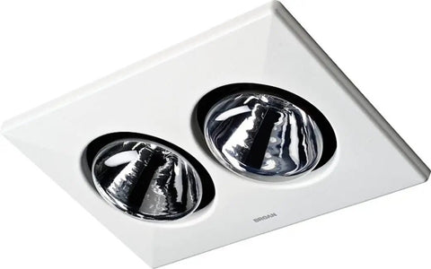Infrared Bulb Heater And Ceiling Fan Combo For Bathroom, Energy Saving Twin 250 Watt Heating With Quiet Four Sones Ventilation