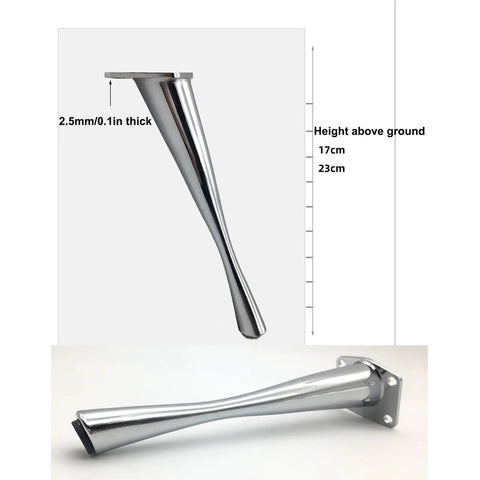 Heavy Duty Metal Furniture Legs Set Four Pieces Diagonal Sofa Legs for modern couches with floor protection, 17cm height