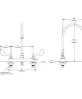 Technical drawing of Commander Gooseneck Centerset Lavatory Faucet With 8-Inch Deck Plate Polished Chrome Easy-Install Widespread